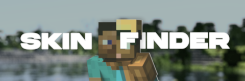 Minecraft Skin finder, picture shows hill in the background with the text 'SKIN FINDER'!
